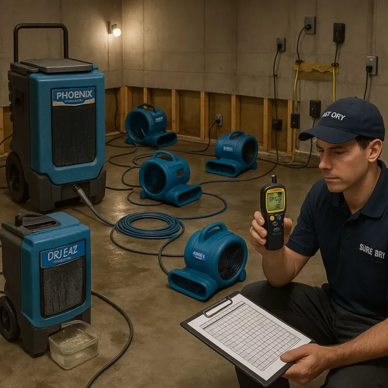 Structural Drying and Dehumidification process in Pine Knoll Shores, NC